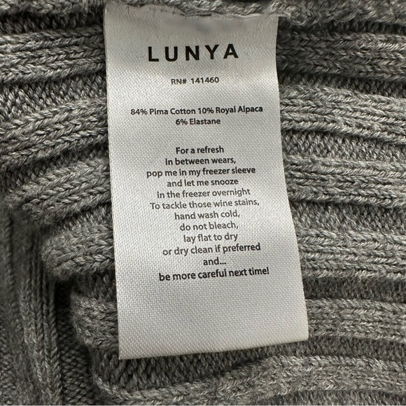 Lunya Ribbed Pima Alpaca Pullover Sweater Grey SZ XS/Small Oversized Relaxed Fit - Picture 4 of 6